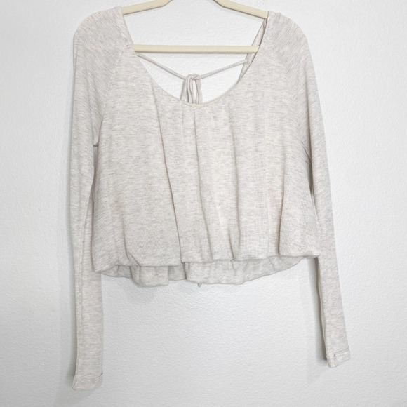 Free People Tops - free people oatmeal long sleeve bubble crop top